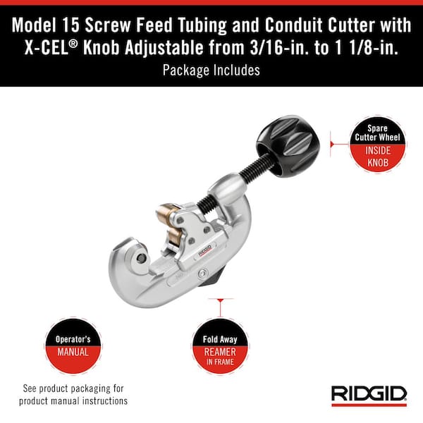 ヤマト工芸 RIDGID 32920 Model 15 Screw Feed Tubing Cutter, 3/16-inch to  1-1/8-inch Tube Cutter (Pack of 3)