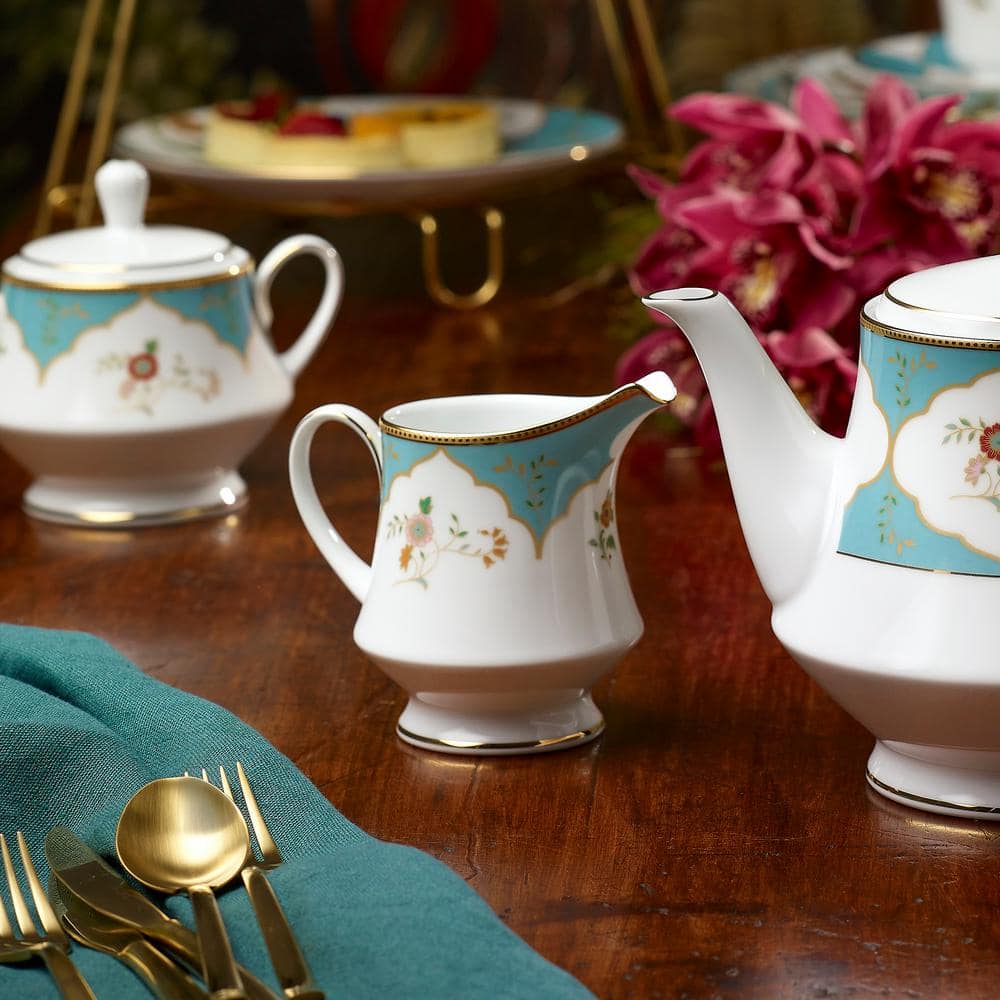 Lodi's Morning Blue and White Porcelain Sugar and Creamer Set