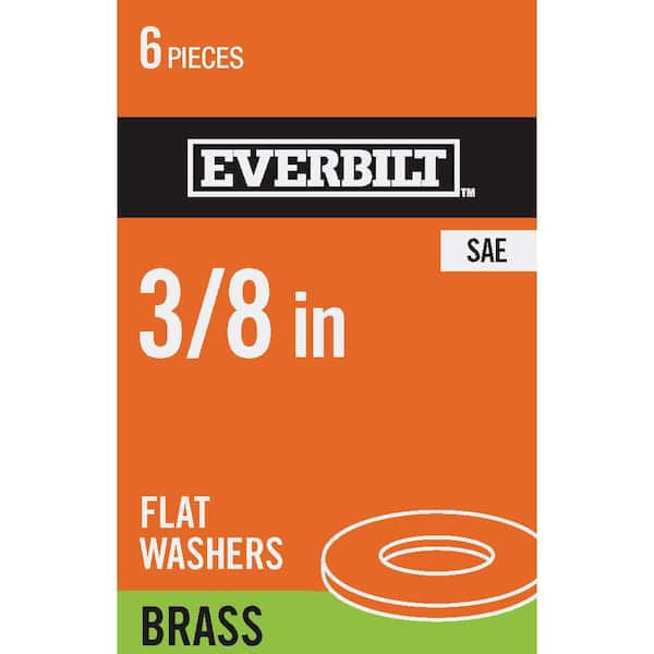 Everbilt 3/8 in. Brass Flat Washer (6-Pack)