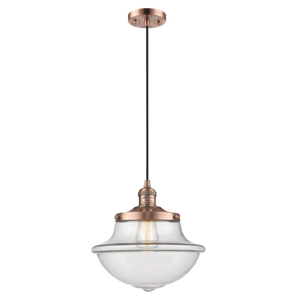 Innovations Oxford 1 Light Antique Copper Shaded Pendant Light With   Antique Copper Innovations Pendant Lights 201c Ac G542 64 1000 