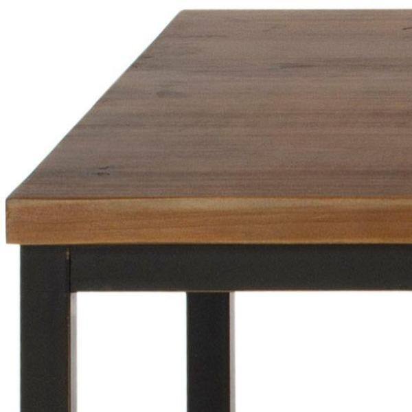 Transitional Alec 48" Rectangular Wood and Metal Coffee Table in Black/Brown