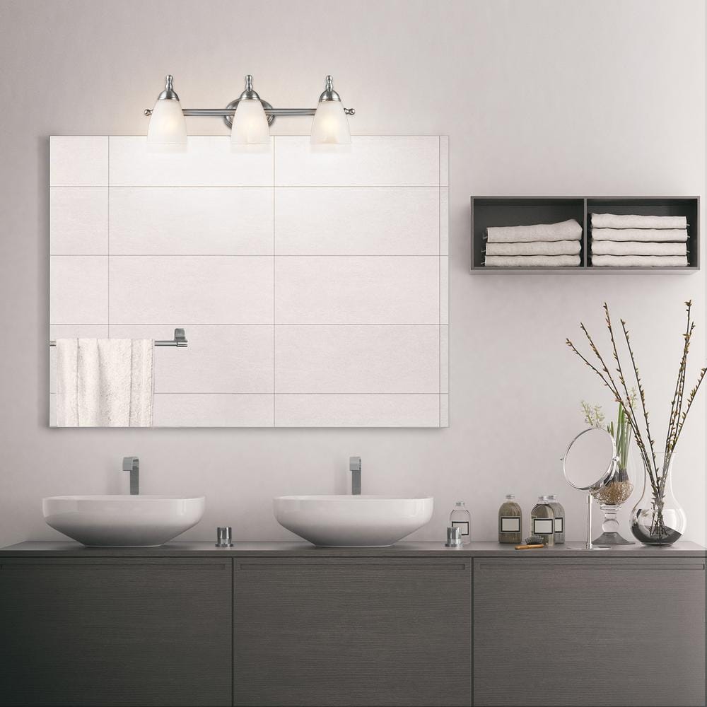 Diana Satin Nickel 3-Light Vanity with Alabaster Glass Shades