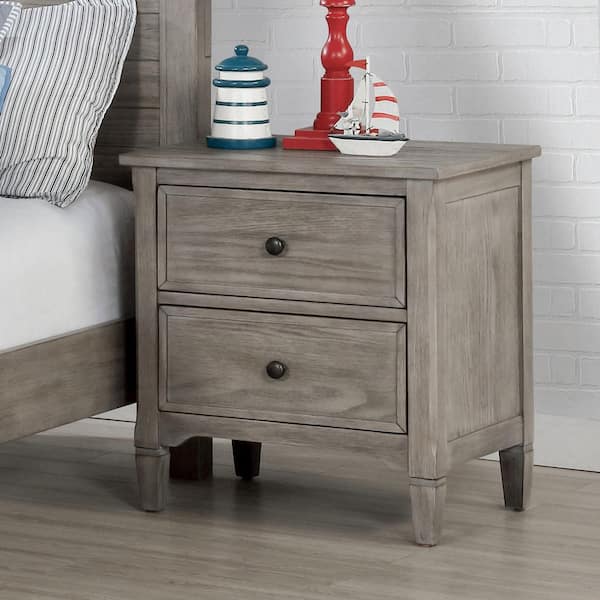 Furniture of America Ramponi Wire-Brushed Warm Gray 2-Drawer Nightstand