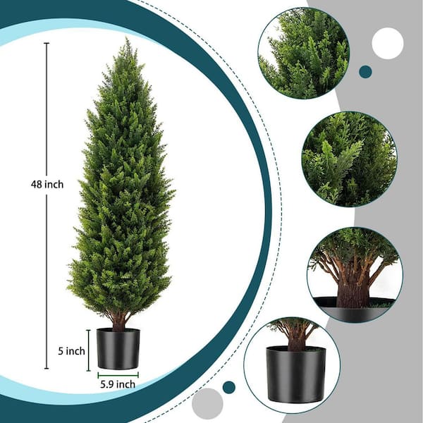Afoxsos 48 in. Artificial Cedar Topiary Trees for Indoor and