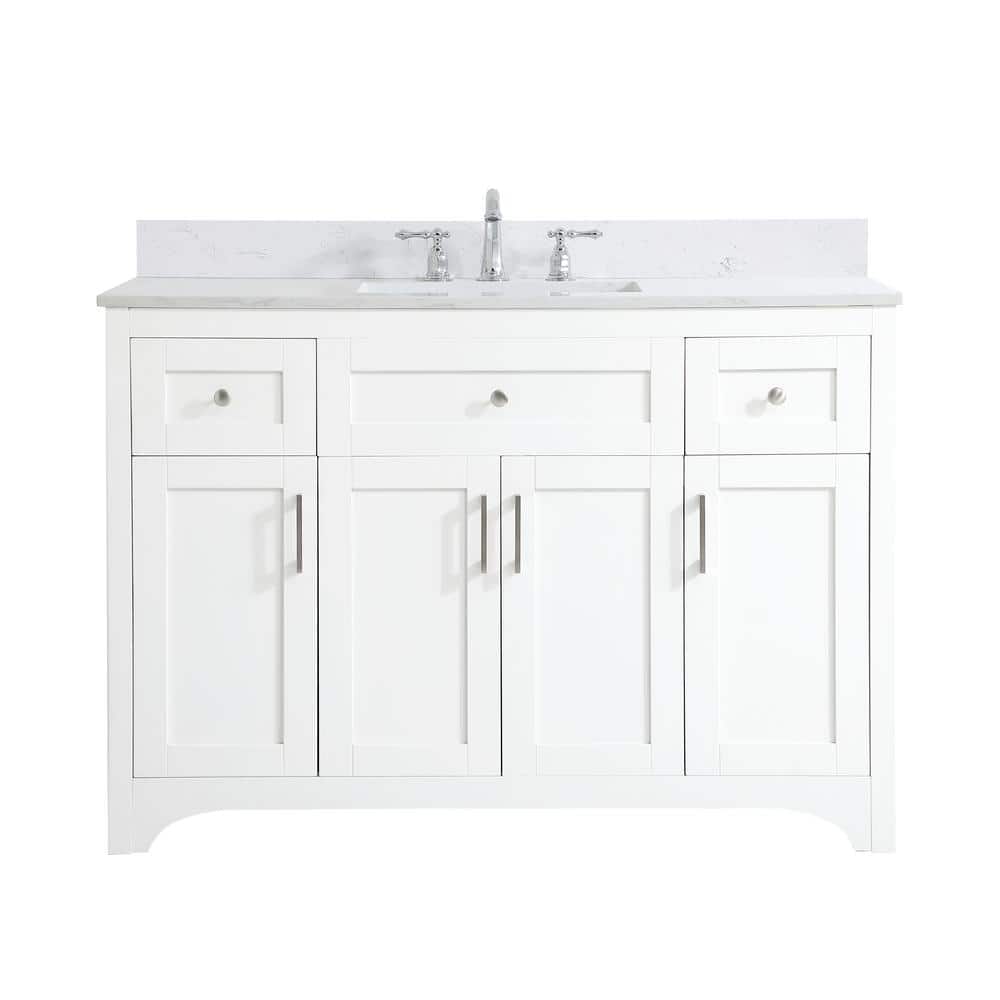 Timeless Home 48 in. W Single Bath Vanity in White with Engineered Stone Va