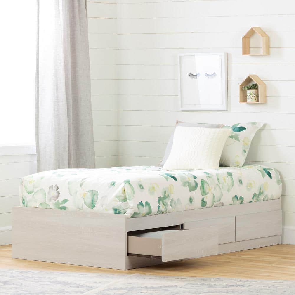 Fynn Winter Oak Twin Captain's Bed with 3 Storage Drawers