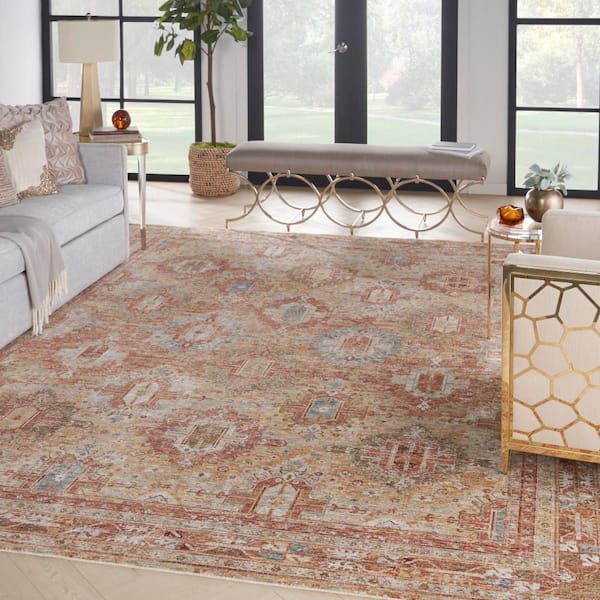 Sahar Rust 9 ft. x 13 ft. Floral Vintage Traditional Area Rug