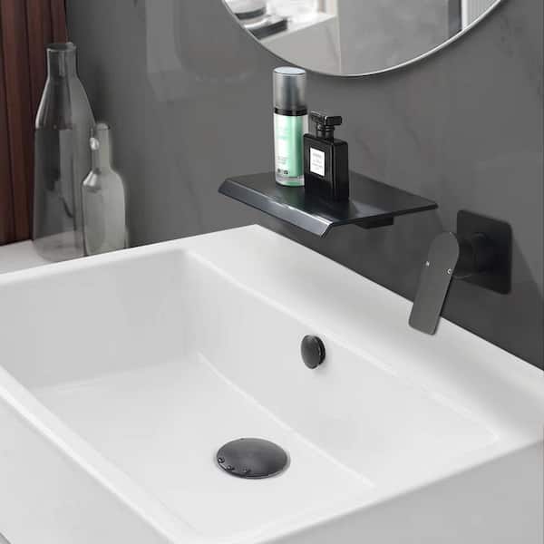 Single-Handle Wall Mount Bathroom Faucet in Matte Black