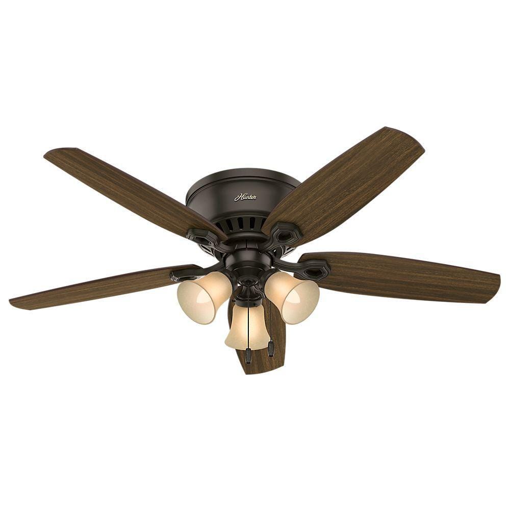 Hunter Low Profile 52" Bronze Ceiling Fan with LED Light and Remote Control