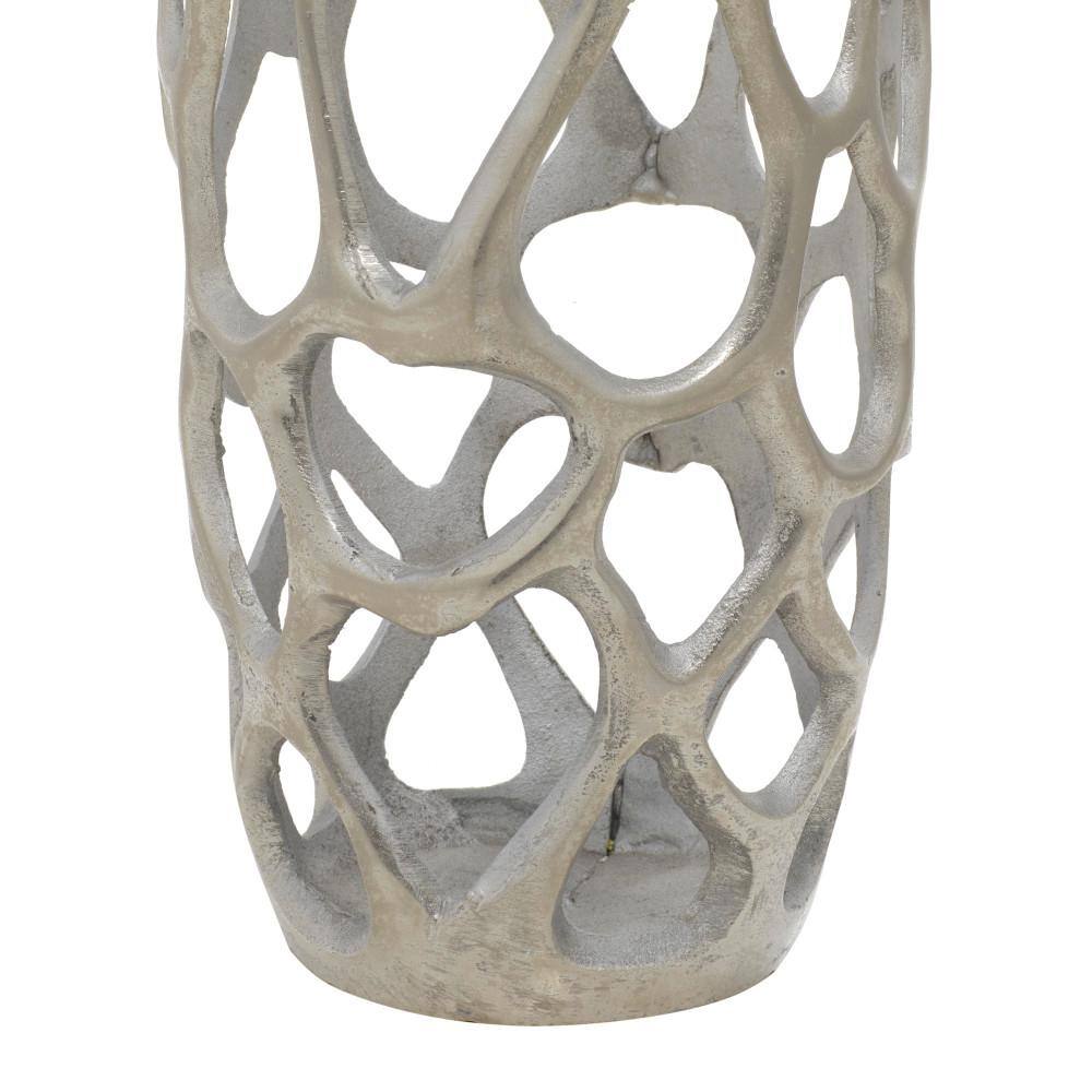 Silver Coral Open Design Aluminum Floor Vase
