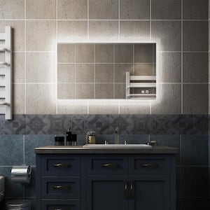 40 in.W x 24 in.H Rectangular Framed Anti-Fog LED Dimmable Wall Mounted Bathroom Vanity Mirror with Memory Touch Sensor