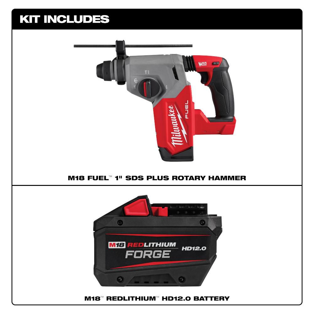 M18 FUEL 18V Lithium-Ion Brushless Cordless 1 in. SDS-Plus Rotary Hammer w/ FORGE 12.0 Ah Battery