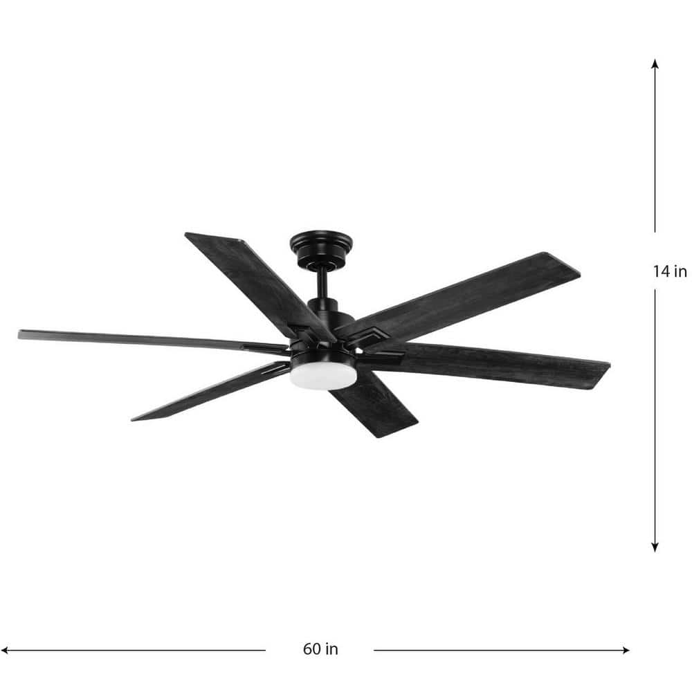 60" Matte Black and Charcoal LED Ceiling Fan with Remote