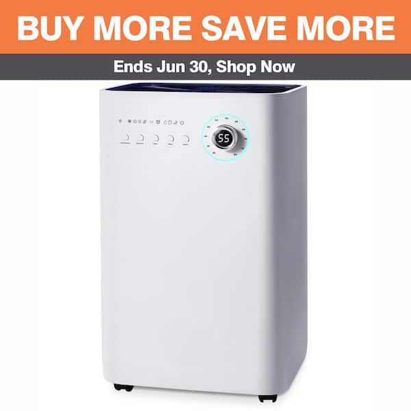 60 pt. 5,200 sq. ft. Commercial Dehumidifier in. White, with Bucket, Quick Cloth Drying, Great for Basement, Garage