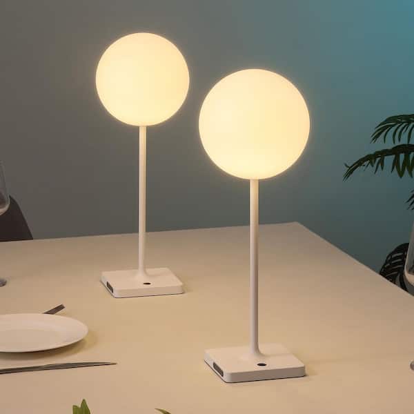 Allie 17.5 in. Indoor/Outdoor Rechargeable/Cordless Dimmable Touch Sensor Integrated LED White Table Lamp (Set of 2)