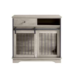 Anky Furniture Style Sliding Door Dog Crate with Drawers in Gray