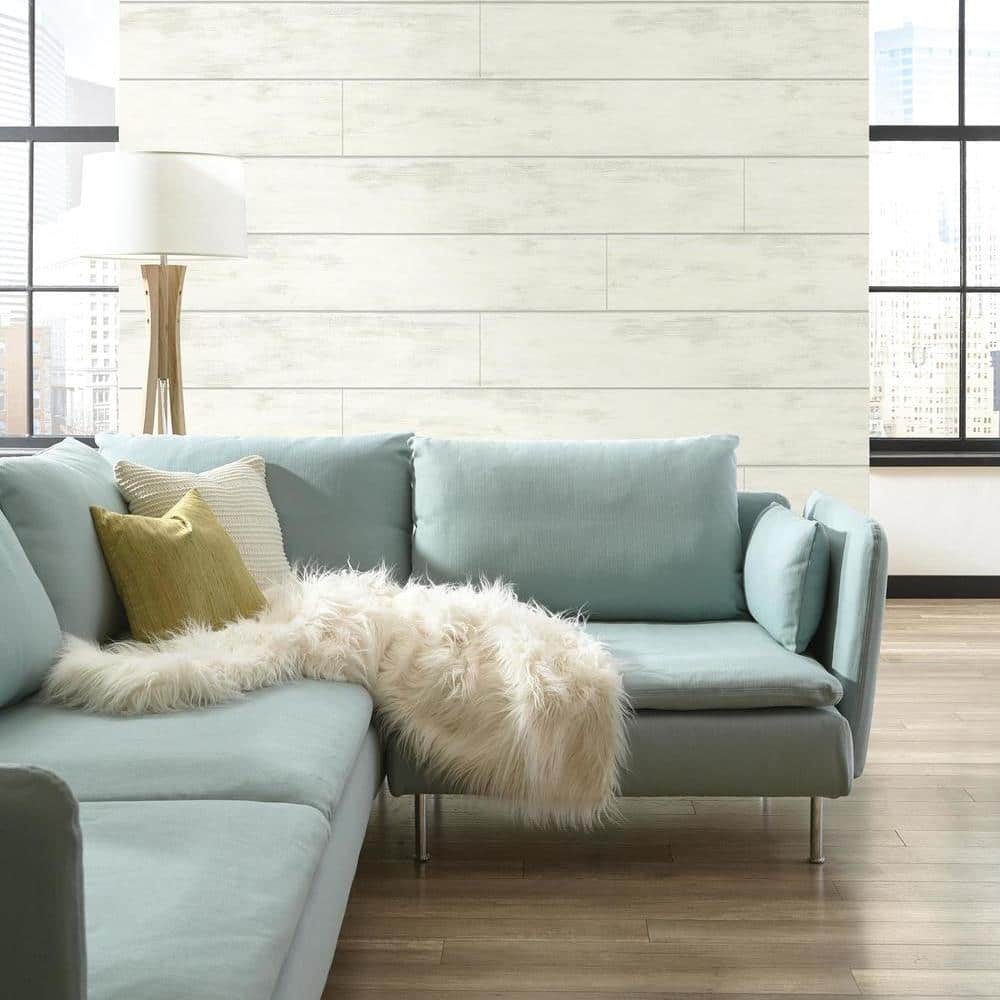 White Embossed Woodgrain Shiplap Wallpaper