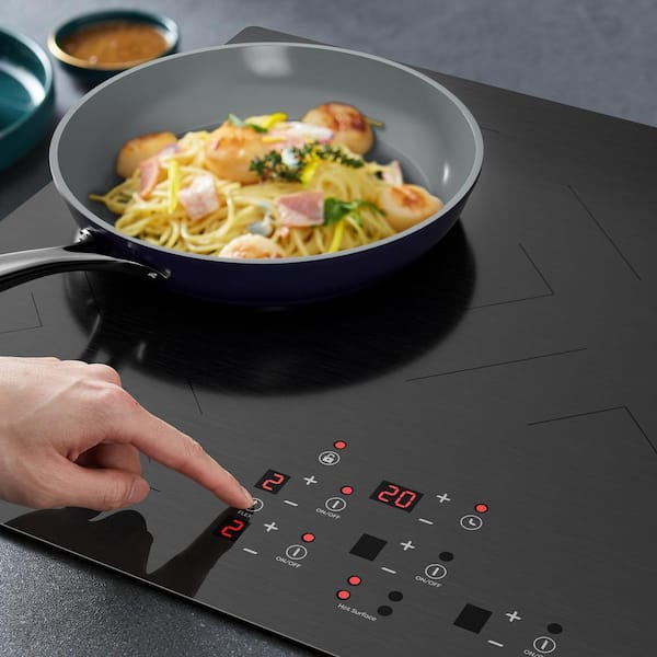 BigChef 30 in. 4 Burner Elements Induction Cooktop in Black with Glass Top, Speed Boost, Flex Zone Elements, Safety Lock