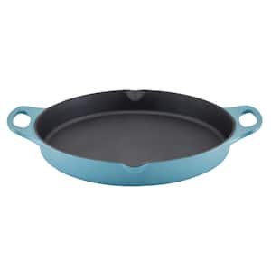 NITRO 14- Inch Cast Iron Frying Pan, Agave Blue
