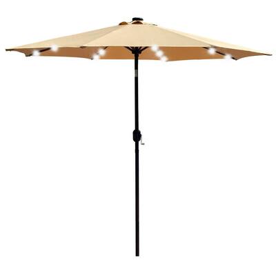 9 ft. Lighted Market Umbrella in Tan Cover