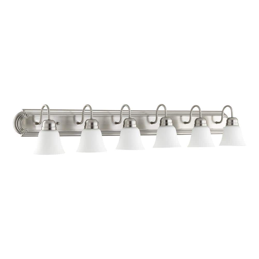 Satin Nickel 6-Light Vanity with Glass Shades