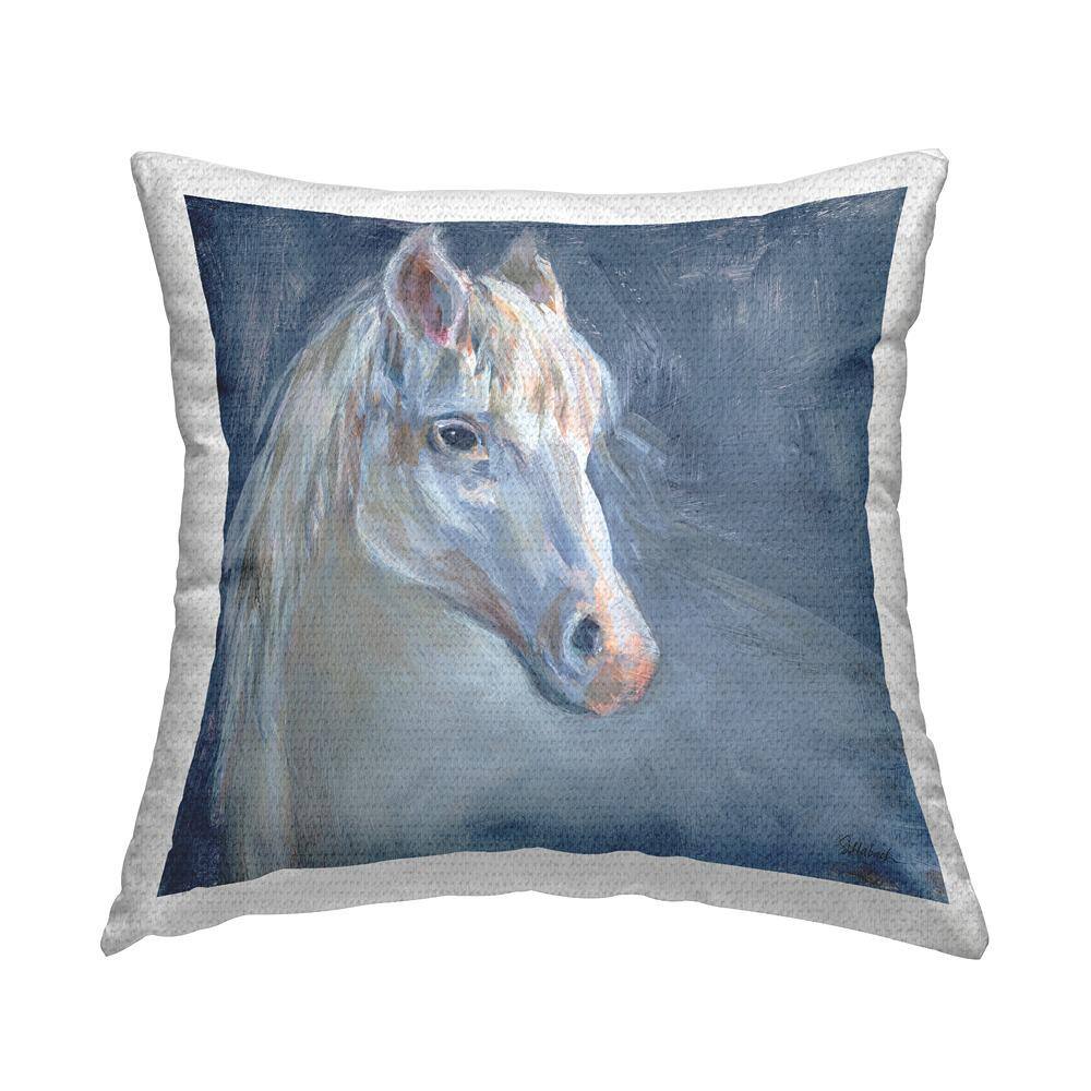Gentle Grey Horse Portrait Blue Square Outdoor Throw Pillow price history on PriceWatchPro