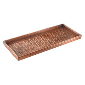 34.5 in. x 14.5 in. Squares Multi-Purpose Copper Finish Boot Tray for Boots, Shoes, Plants, Pet Bowls More