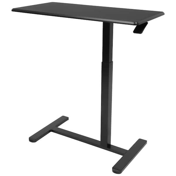 31.5 x 15.7 in. Black Adjustable Overbed Table with Wheels, Breakfast Tray for Medical and Home Standing Desk Gas Spring