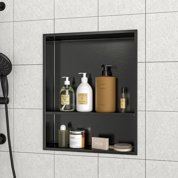 17 in. W x 21 in. H x 3.94 in. D Stainless Steel Shower Niche (Set of 2) Pieces in Gunmetal Black