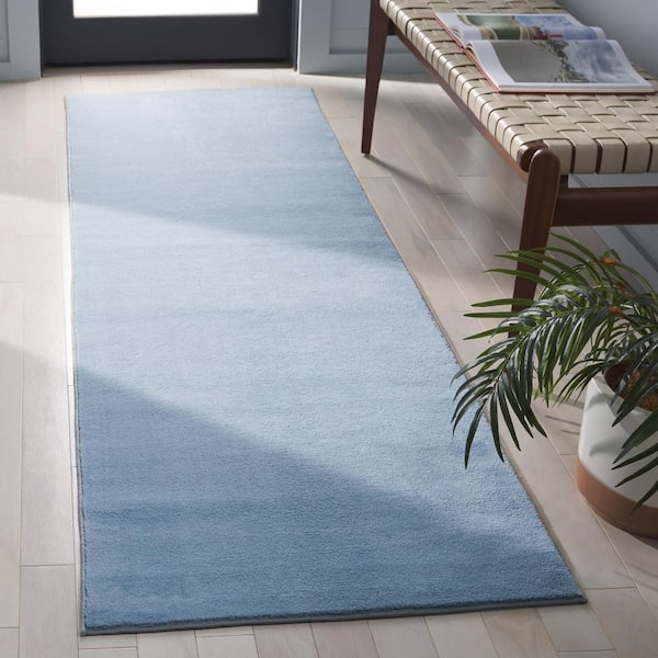 Loft Light Blue 2 ft. x 5 ft. Machine Washable Modern Solid Runner Rug