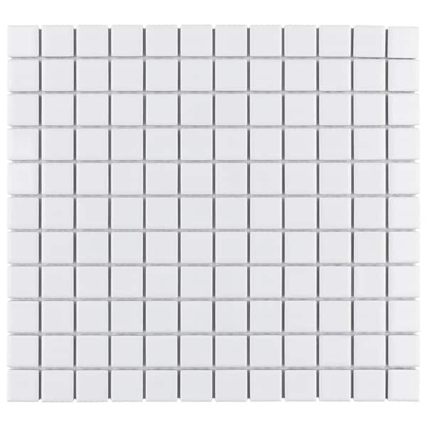 Merola Tile Metro Square Glossy White 10-3/4 in. x 11-3/4 in. Porcelain Mosaic Tile (9 sq. ft./Case)