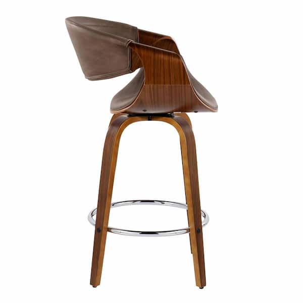 Lumisource Symphony 36 in. Espresso Faux Leather, Walnut Wood, and