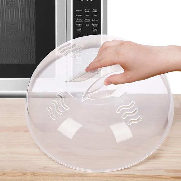 11.5 in. Clear Microwave Splatter Cover, Food-Grade Polypropylene, BPA Free, Large Steam Vents with Easy Grip Handle