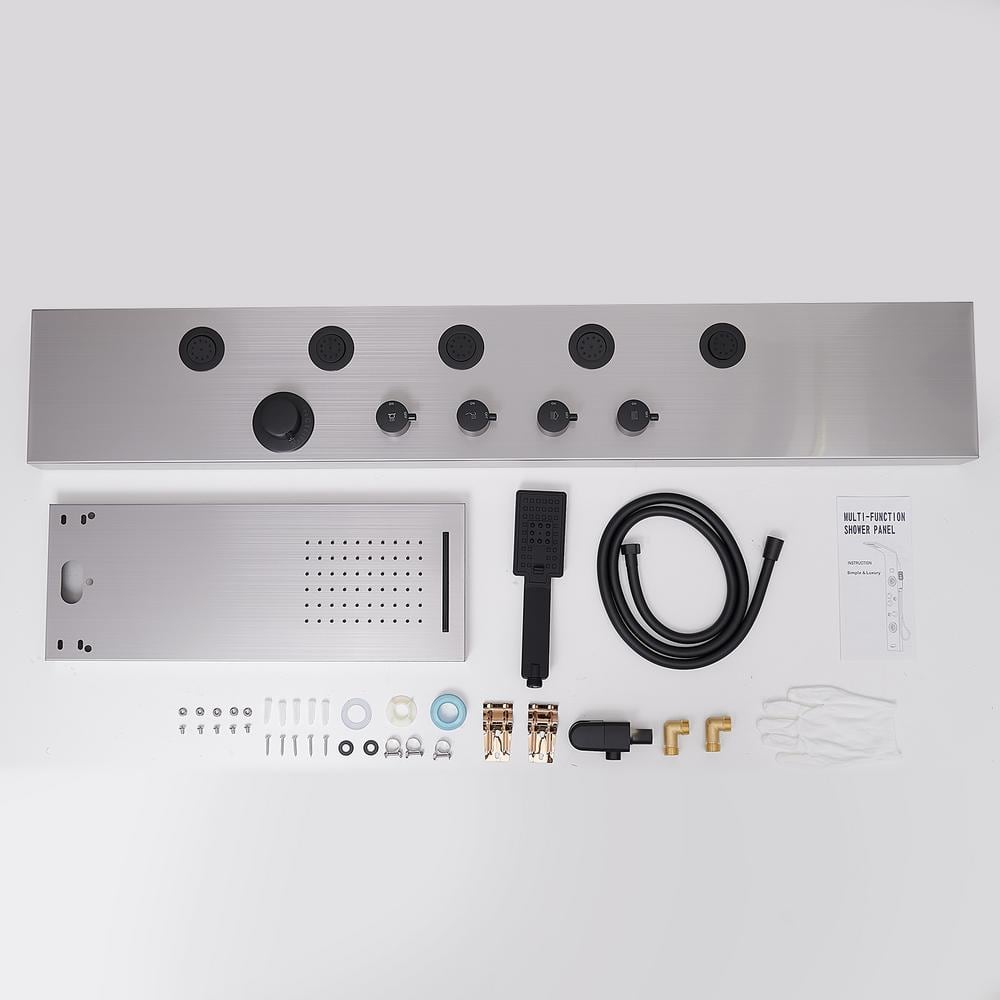 Black Nickel 5-Jet Rainfall Shower Panel System with Handheld Shower