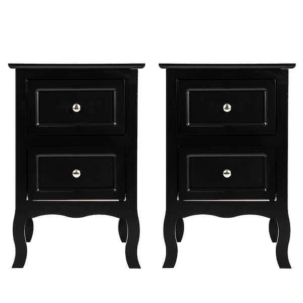 Outopee 2-Piece 2-Drawer Black Nightstand (15.7 in. W x 11.8 in. D x 23 ...