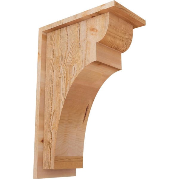 Ekena Millwork 8 in. x 14 in. x 22 in. Western Red Cedar Yorktown Rough Sawn Corbel with Backplate