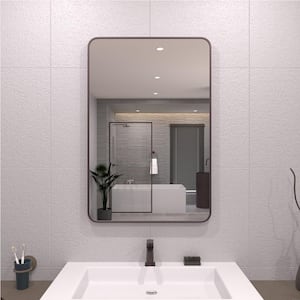 Dew 24 in. W x 36 in. H Rectangular Framed Wall Bathroom Vanity Mirror in Oil Rubbed Bronze