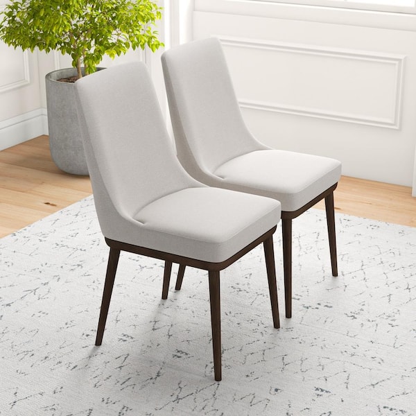 Grayson Mid-Century Modern Beige Fabric Dining Chair (Set of 2)