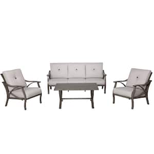 Huron 4-Piece Aluminum Outdoor Sofa Sectional Set with Cushions