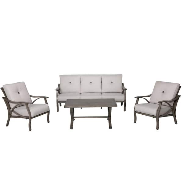 Patio Time Huron 4-Piece Aluminum Outdoor Sofa Sectional Set with Cushions