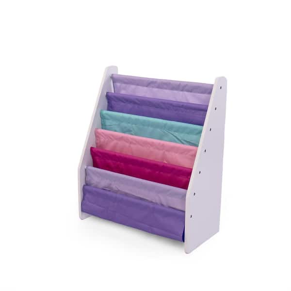 Forever Kids Supersized Bookshelf 6 Tier Book Organizer, White/Pink/Purple/Aqua, 25 in. W