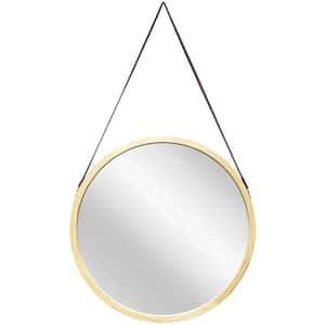 Pinewood 18 in. W x 18 in. H Round Farmhouse-Style Composite Pinewood Framed Wall Mirror