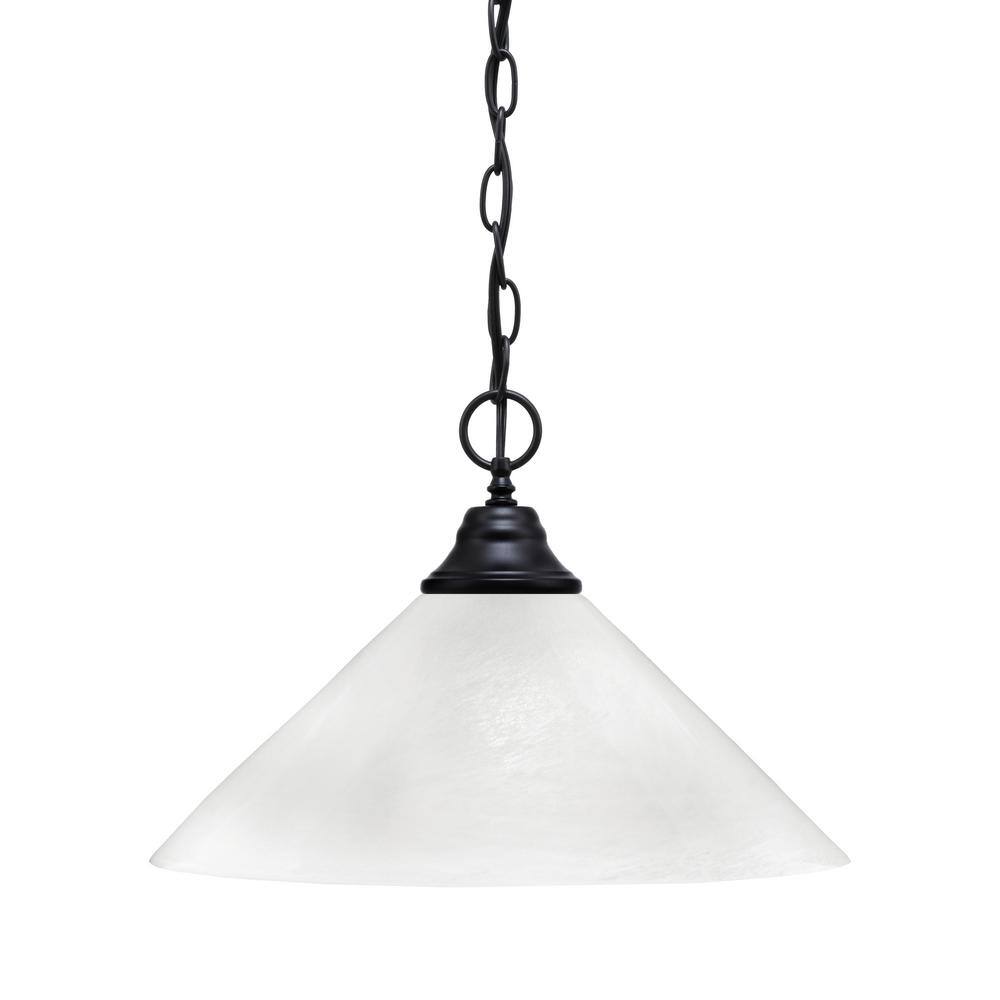 Kingston 100-Watt 1 Light Matte Black Finish Shaded Pendant Light with 16 i