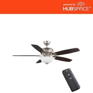 Southwind II 52 in. Indoor LED Brushed Nickel Ceiling Fan with Light Kit, Reversible Blades and Remote Control