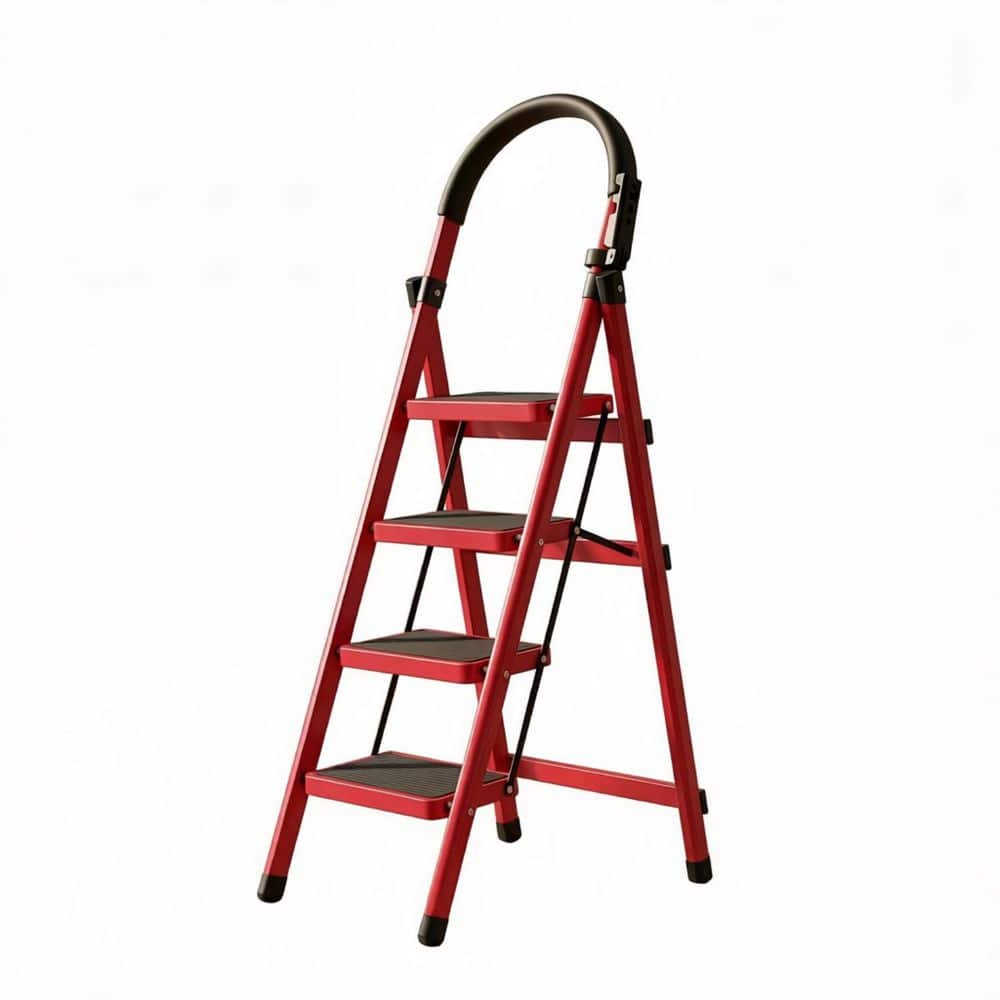 3.8 ft. Carbon Steel Lightweight Step Ladder (9 ft. Reach) 330 lbs. Load Capacity with Non-Marring Feet and Shelf, Red price history on PriceWatchPro