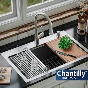 Chantilly Single Handle Touchless Pull-Down Sprayer Kitchen Faucet in Stainless Steel