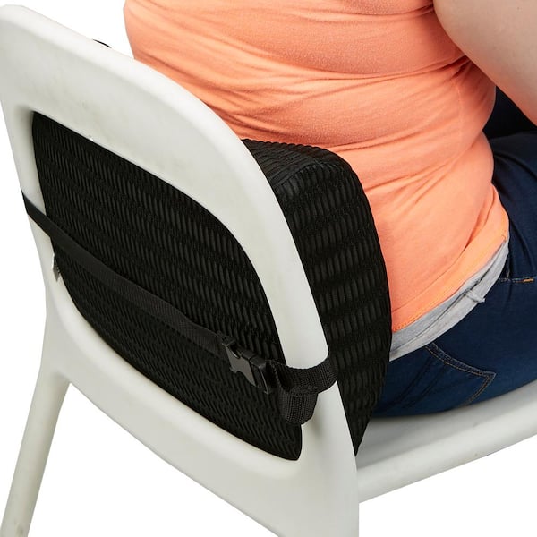 Mind Reader Harmony Collection, Ergonomic Lower Back Cushion, Memory Foam  Support, Attaches to Office Chair, Fabric Mesh Surface, Lower Back Pressure