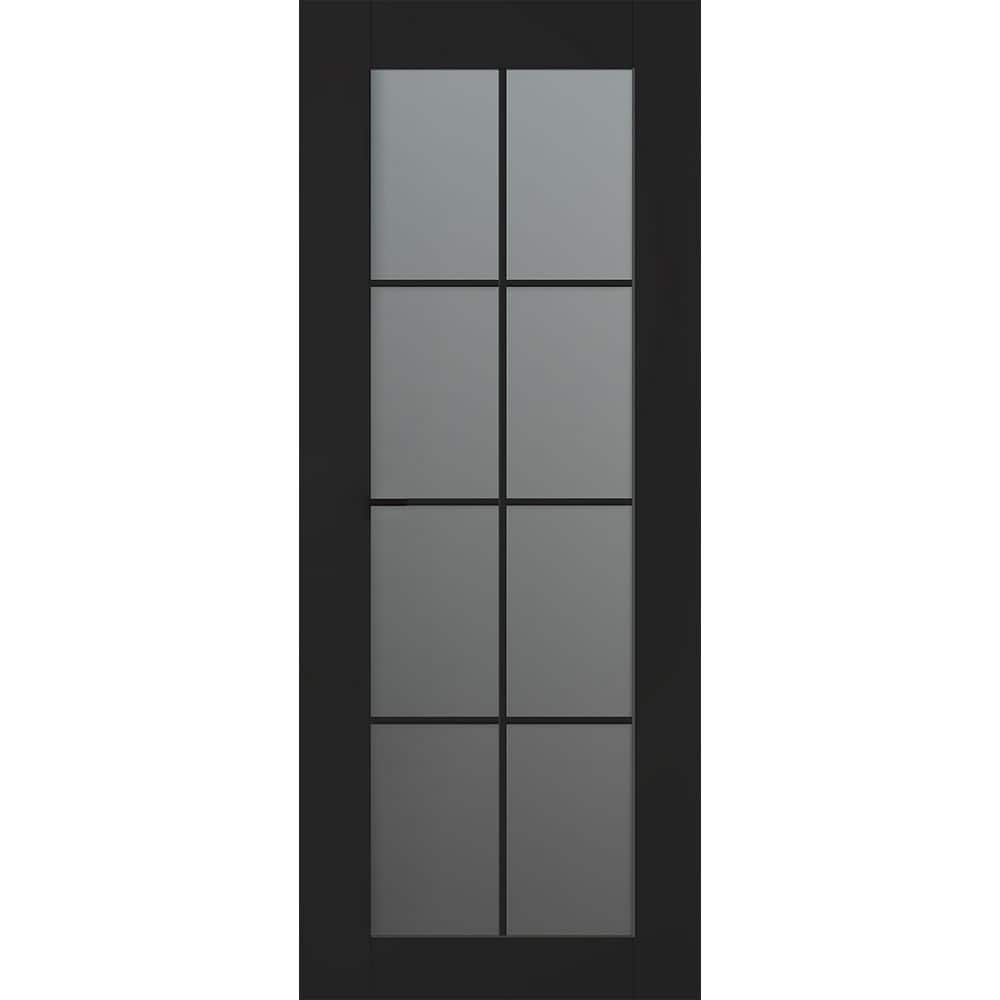 Avon 8 Lite N 28 in. х 80 in. No Bore 8-Lite Frosted Glass Black Matte Solid Composite Core Wood Interior Door Slab price history on PriceWatchPro
