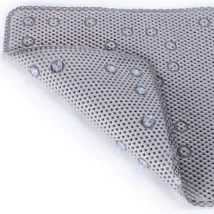 17 in. x 36 in. Grey PVC Foam Bathtub Mat Non-Slip Shower and Bath Mats with Drain Holes, Suction Cups
