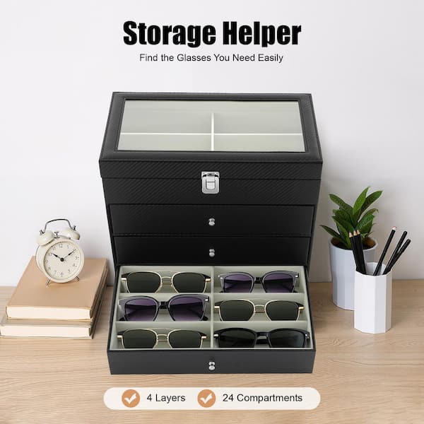 YIYIBYUS 24 Slots Black Sunglasses Storage Box Transparent  display picture 2